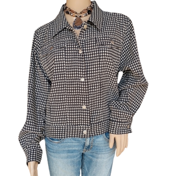 Country Wear Casuals Black & White Tweed Waist Length Jacket With Elbow … - Picture 2 of 11